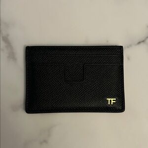 Tom Ford Black Card Holder Wallet with Gold Logo